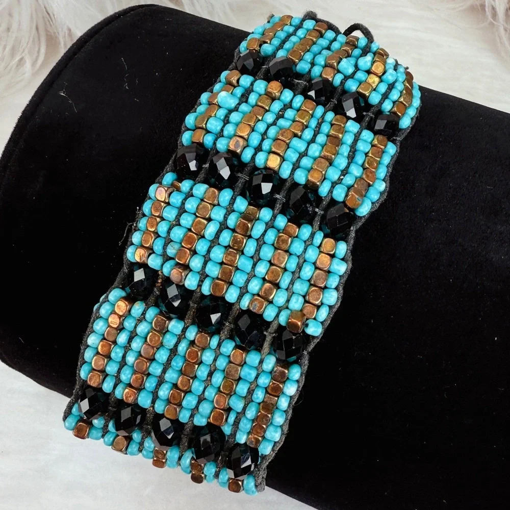 Beautiful, bohemian chic, wideband, adjustable costume bracelet